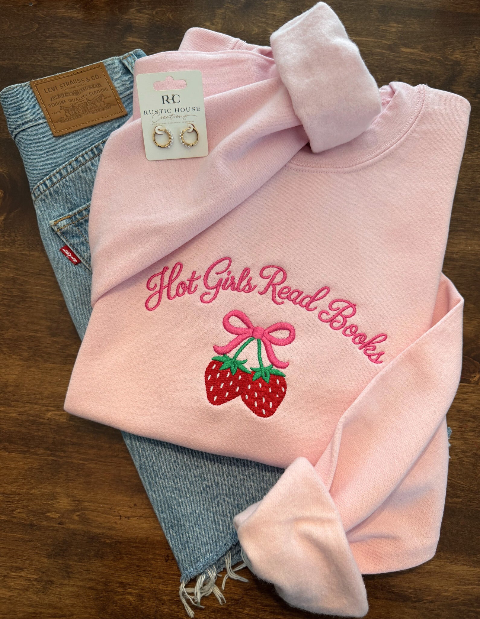 Hot Girls Read Books Embroidered Sweatshirt