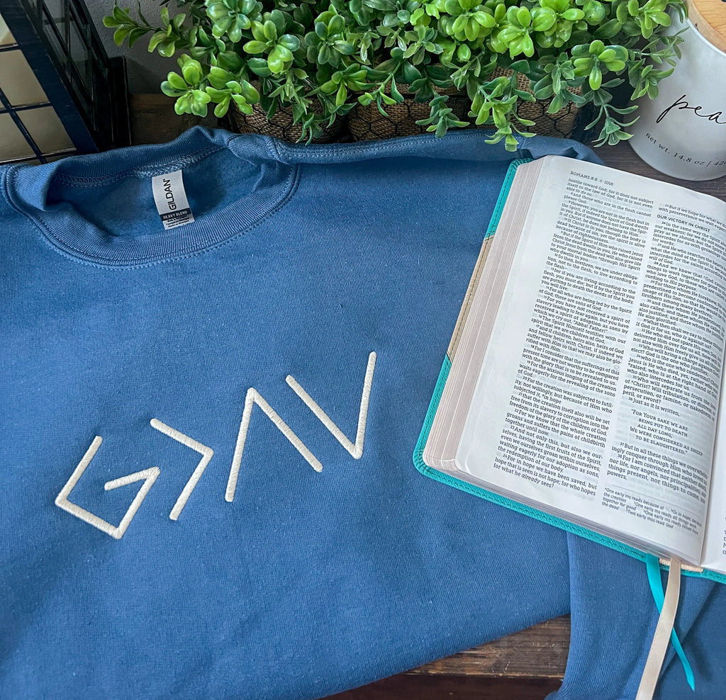 God is Greater than the Highs and Lows Embroidered Sweatshirt