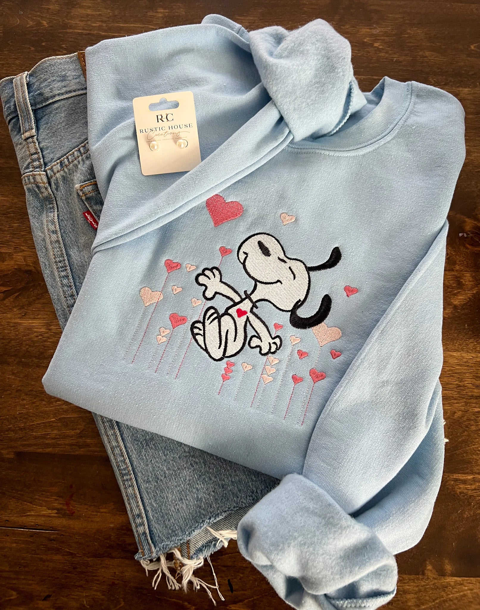 Snoopy Valentines Embroidered Sweatshirt