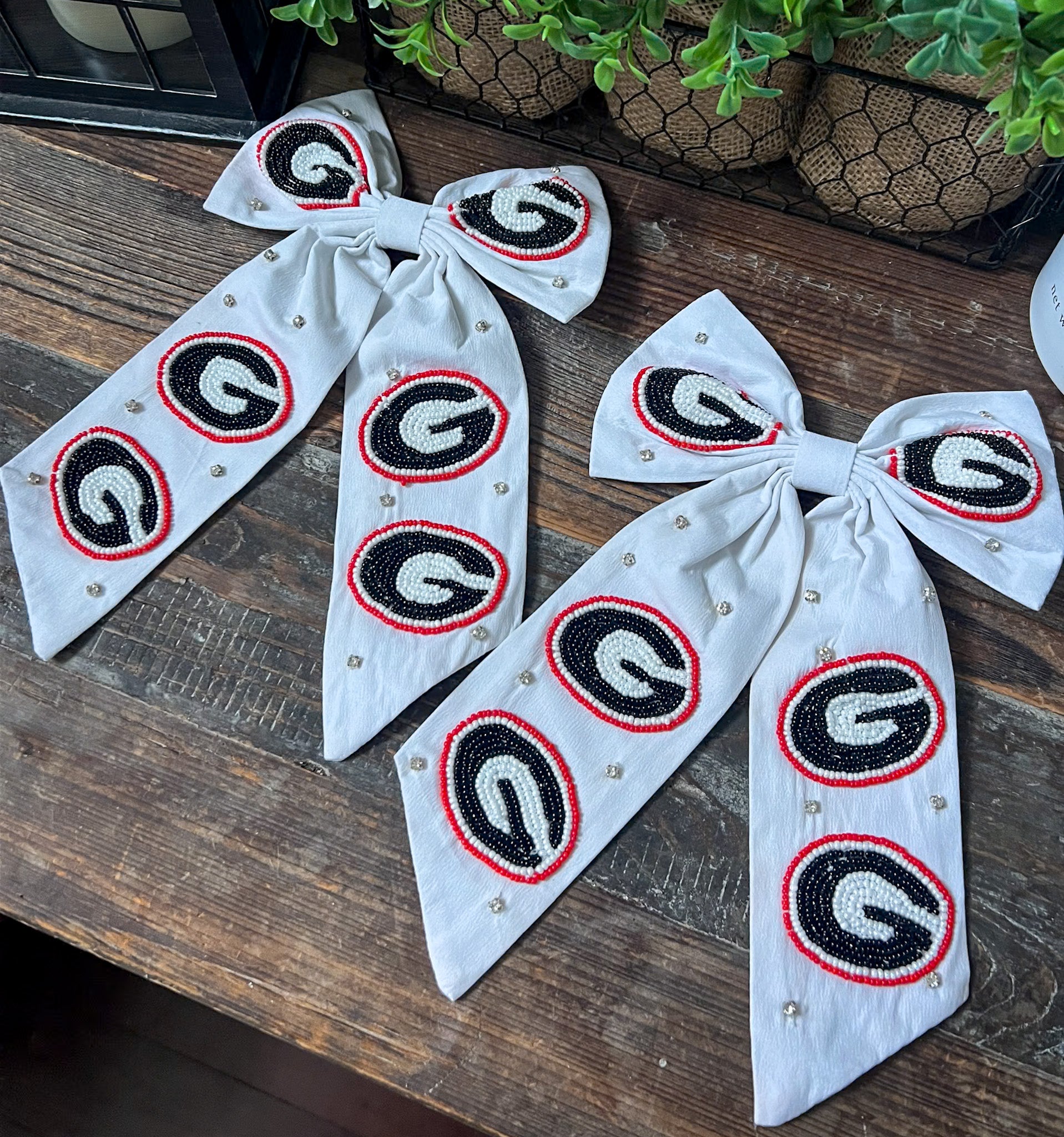 White UGA Bows