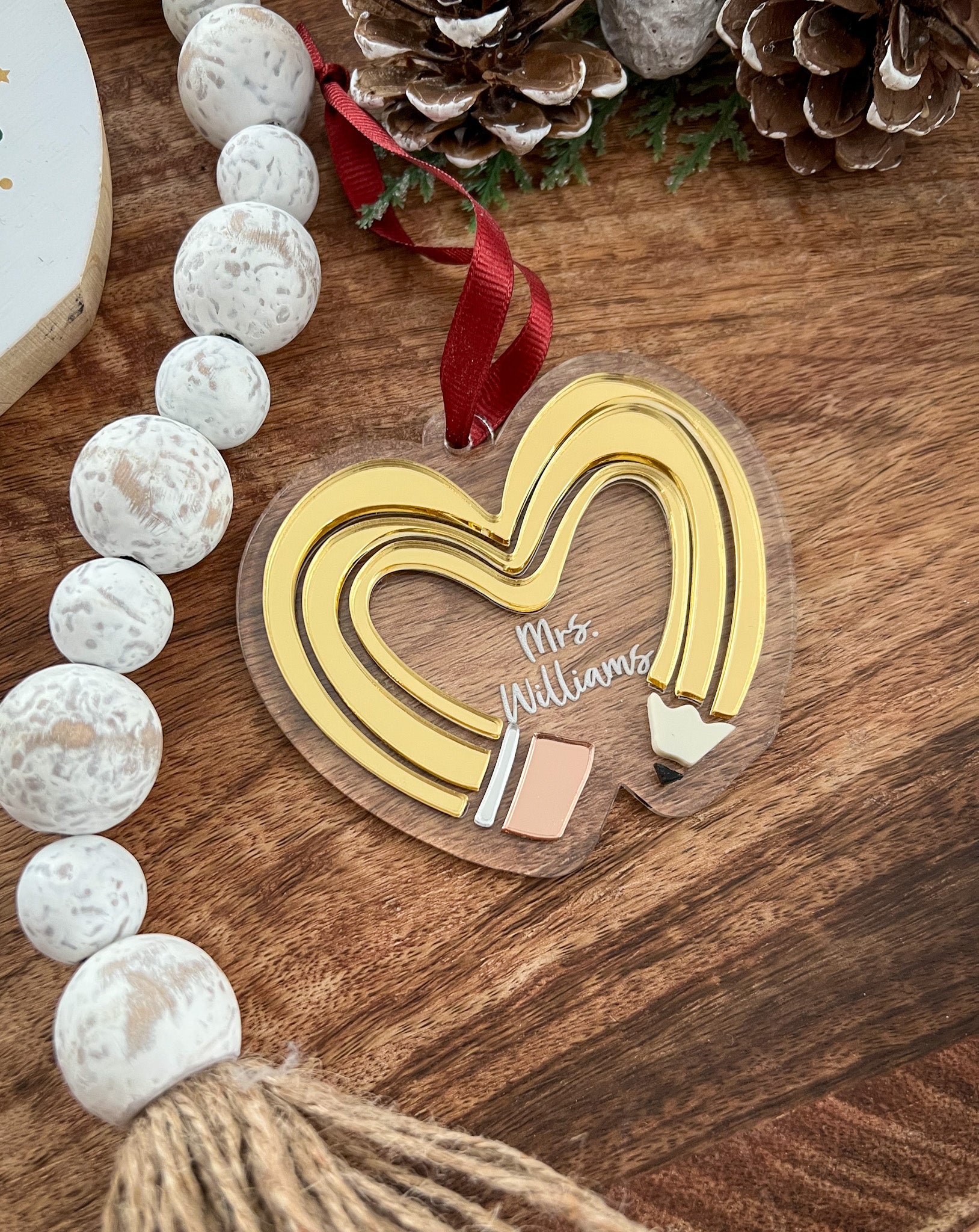 Personalized Pencil Heart Ornament