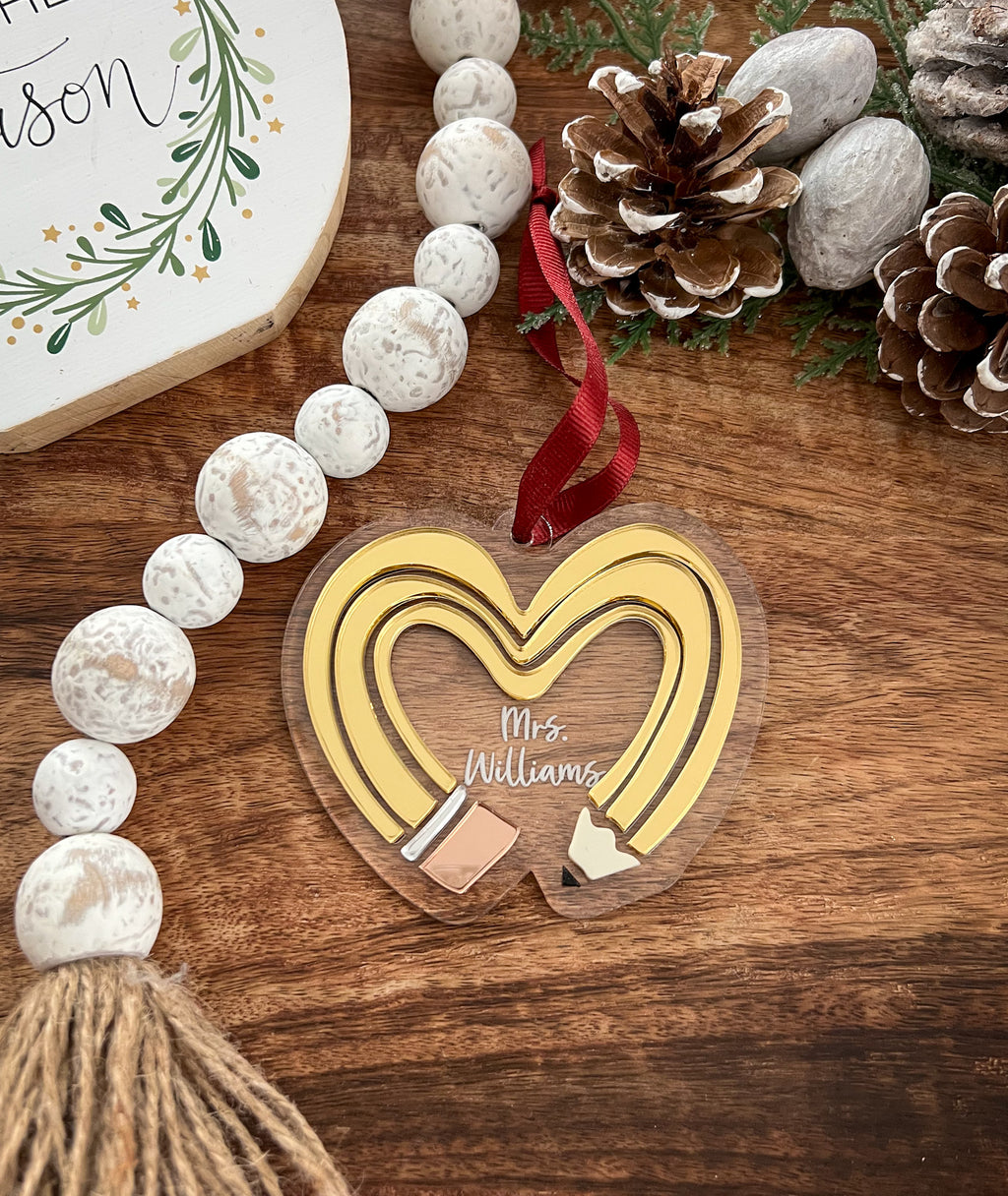 Personalized Pencil Heart Ornament