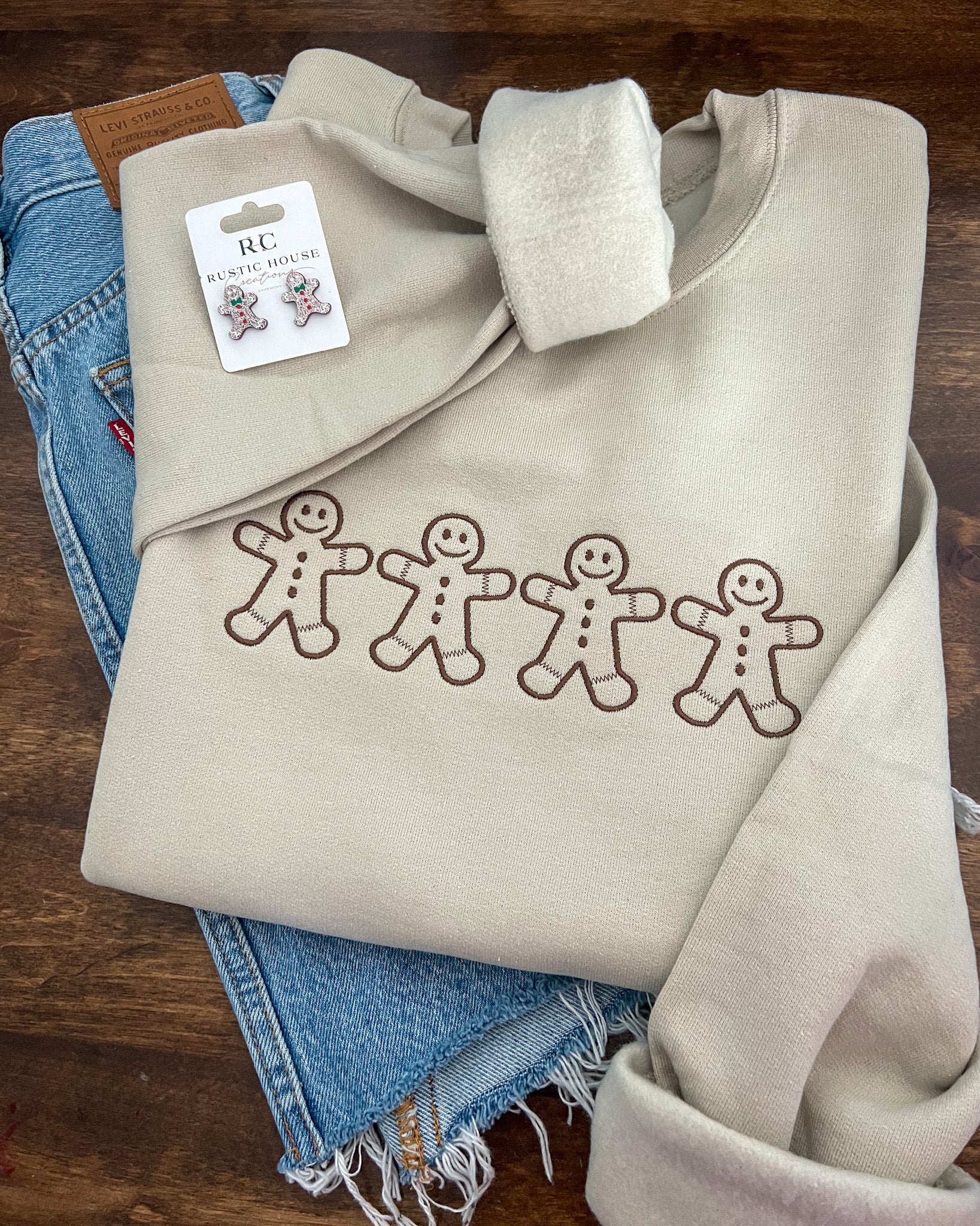 Gingerbread Embroidered Sweatshirt