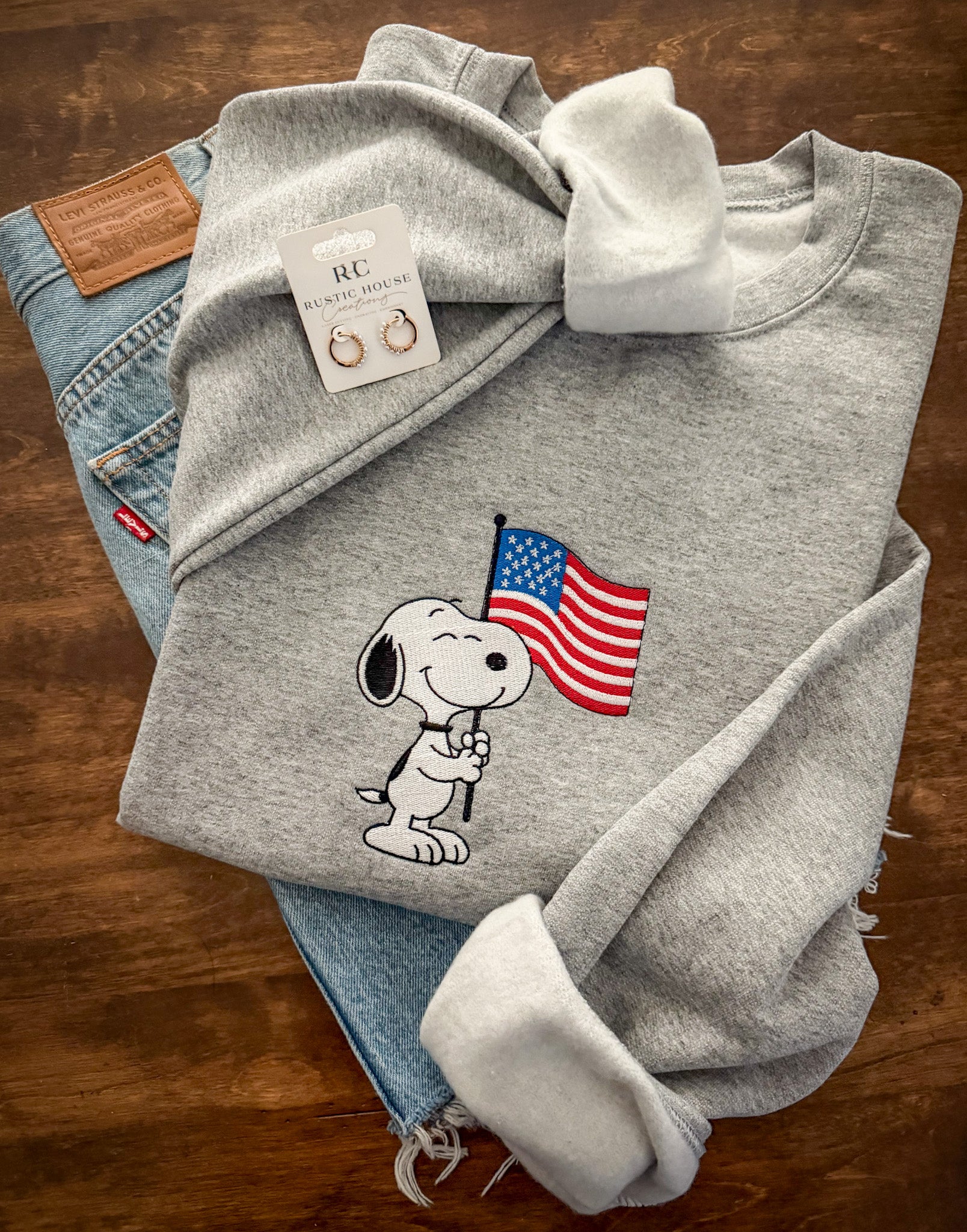 Snoopy 4th Of July Embroidered Sweatshirt