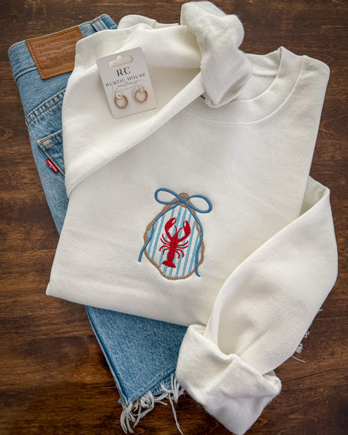 Coastal Lobster Embroidered Sweatshirt